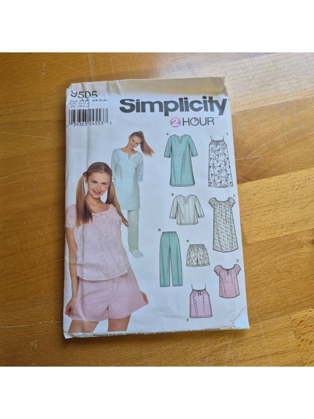 Simplicity 9505 Sewing Pattern Misses Sleepwear Tops Pants Shorts Dresses XS-M